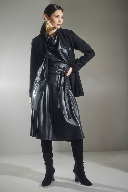Buy Felt Embroidered Collarless Jacket in Black Online Black