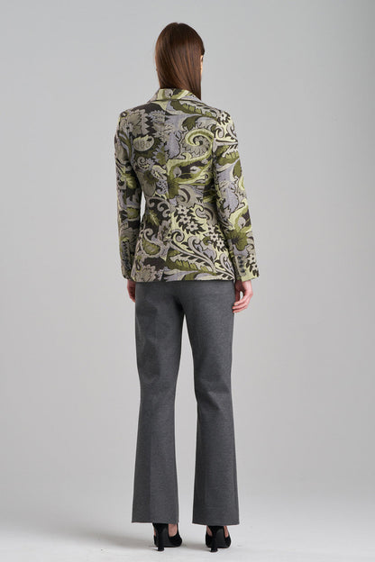 Buy Shinrin Paisley Jacquard Notch Lapel Blazer in Sage Online Sage