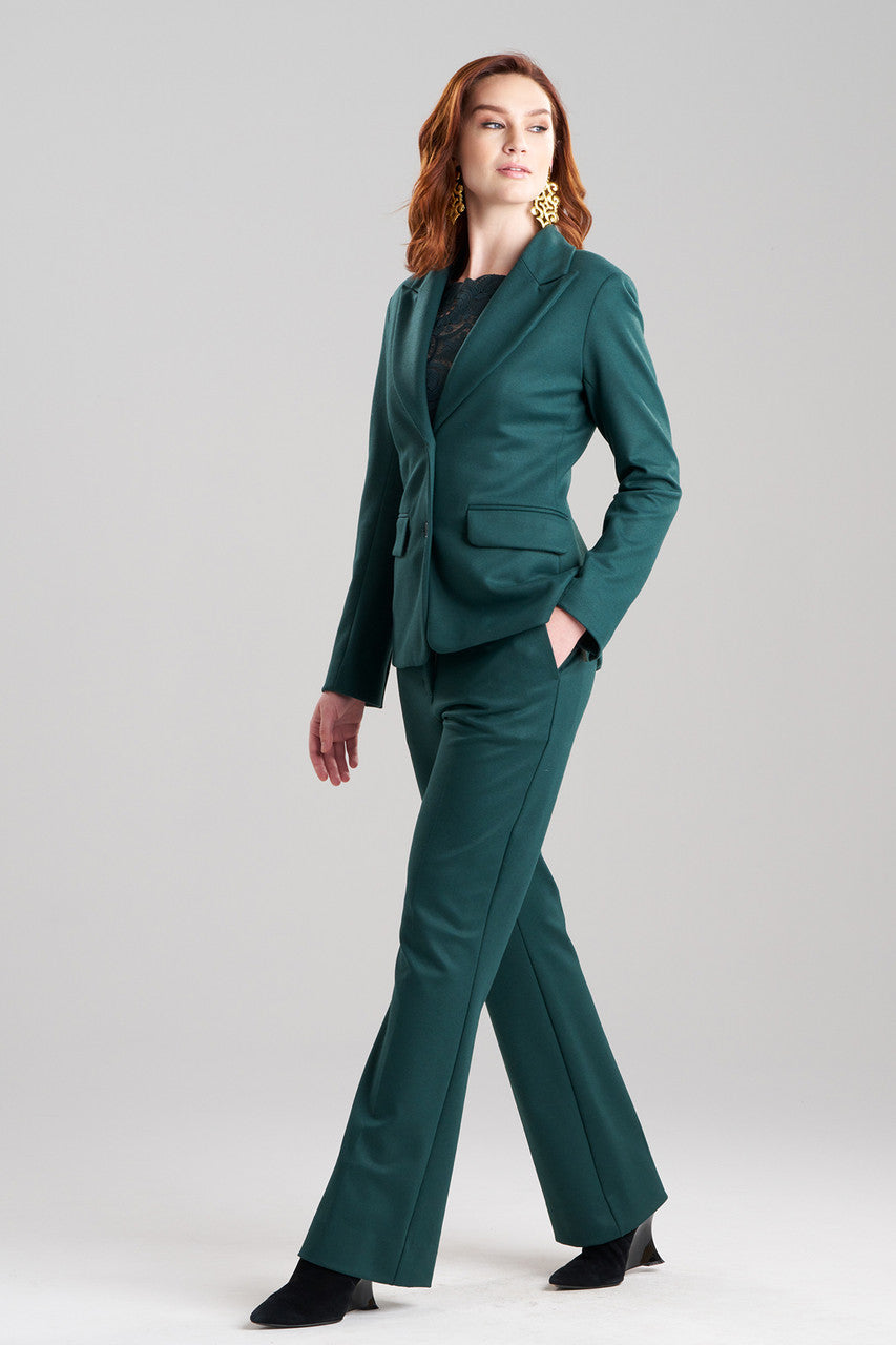 Buy Double Jersey Two Button Lapel Blazer in Bottle Green Online Bottle Green