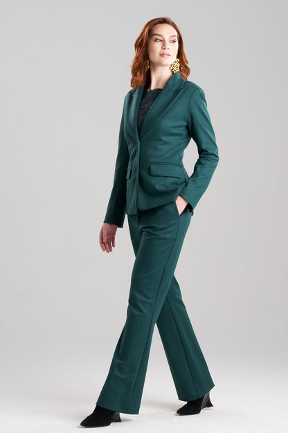 Buy Double Jersey Two Button Lapel Blazer in Bottle Green Online Bottle Green