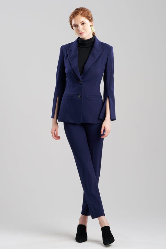 Compact Knit Two Button Lapel Blazer Midnight Navy