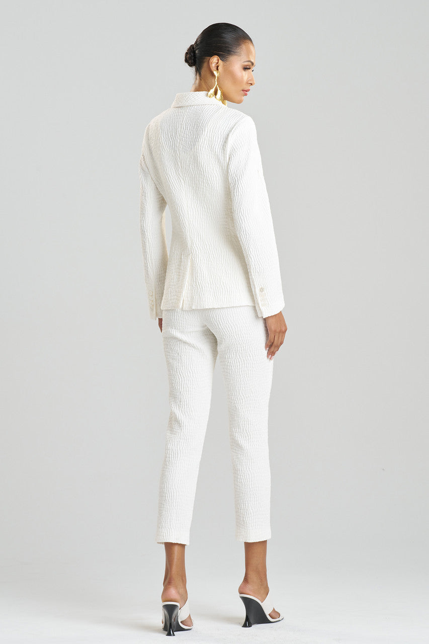 Buy Textured Cotton Jacquard Jacket in White Online White
