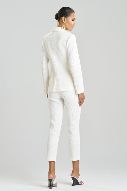 Buy Textured Cotton Jacquard Jacket in White Online White