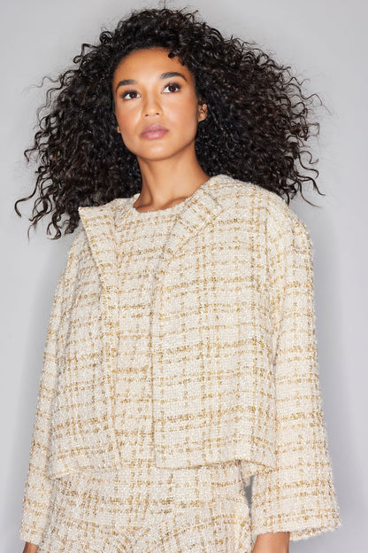Sparkle Tweed Cropped Jacket Champagne