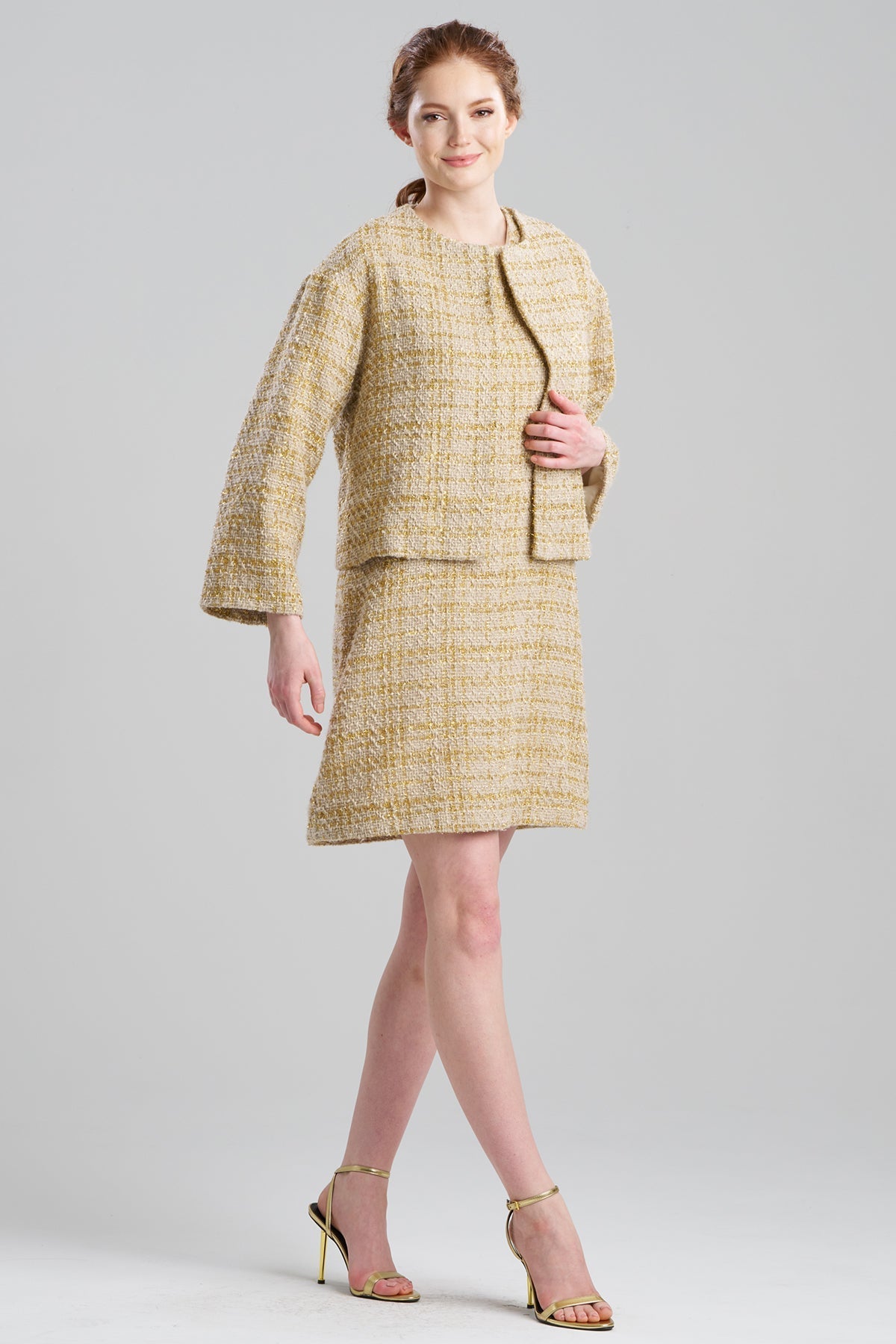 Sparkle Tweed Cropped Jacket Champagne
