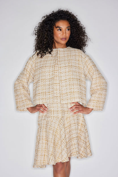 Sparkle Tweed Cropped Jacket Champagne