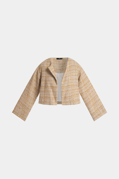 Sparkle Tweed Cropped Jacket Champagne
