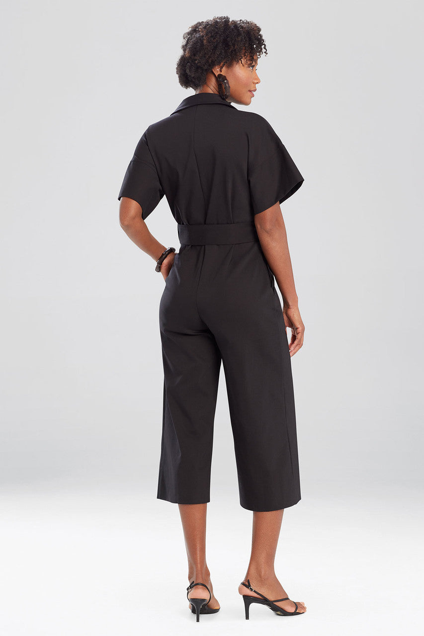 Buy Stretch Cotton Blend Crop Jumpsuit in Black Online Black