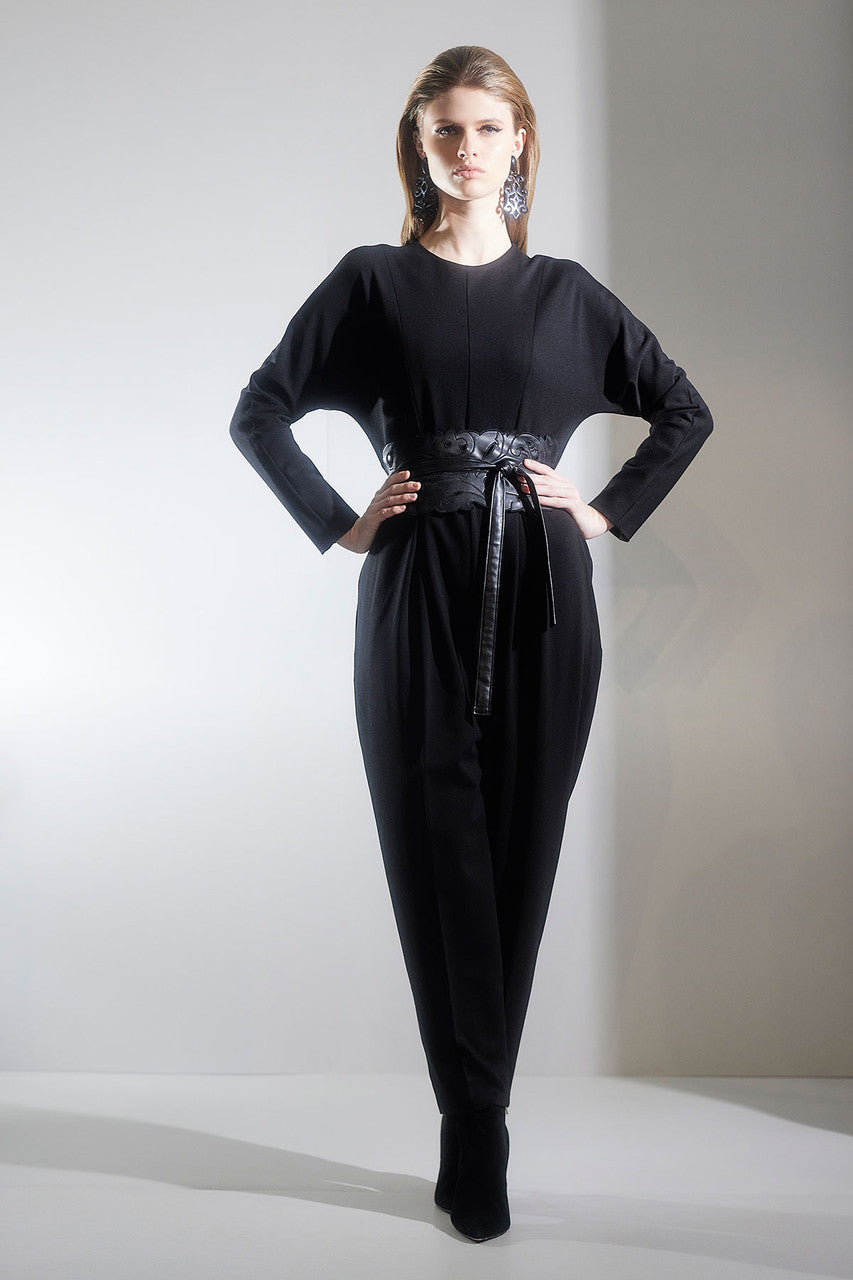 Buy Compact Knit Jumpsuit in Black Online Black