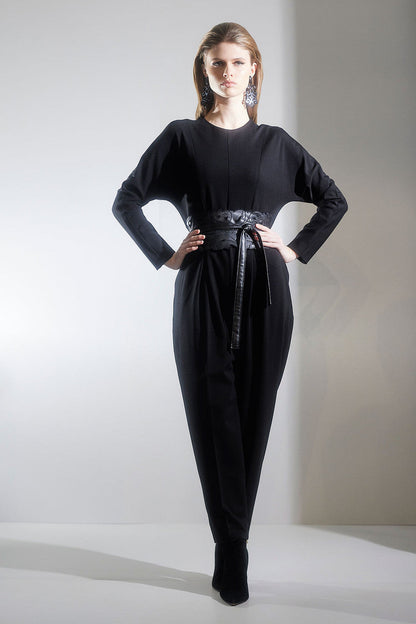 Buy Compact Knit Jumpsuit in Black Online Black