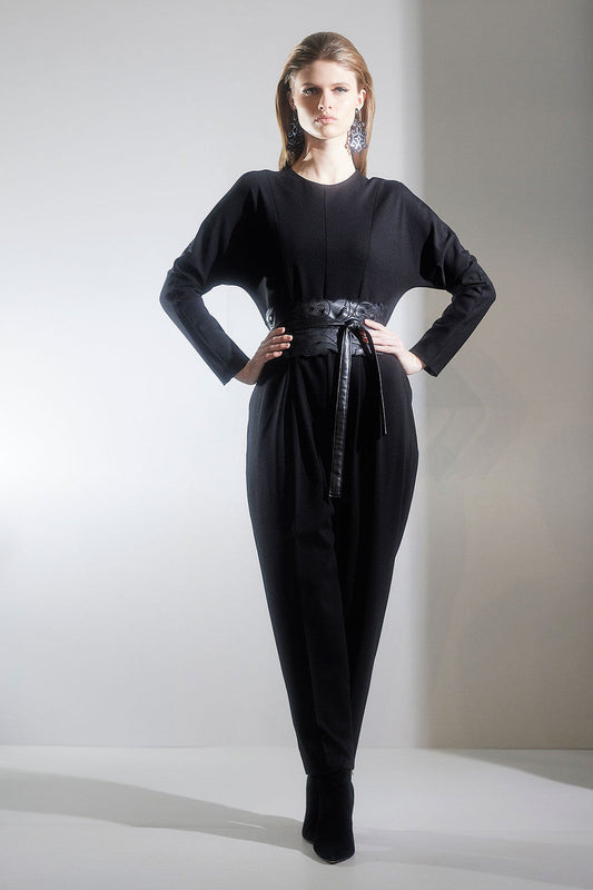 Buy Compact Knit Jumpsuit in Black Online Black