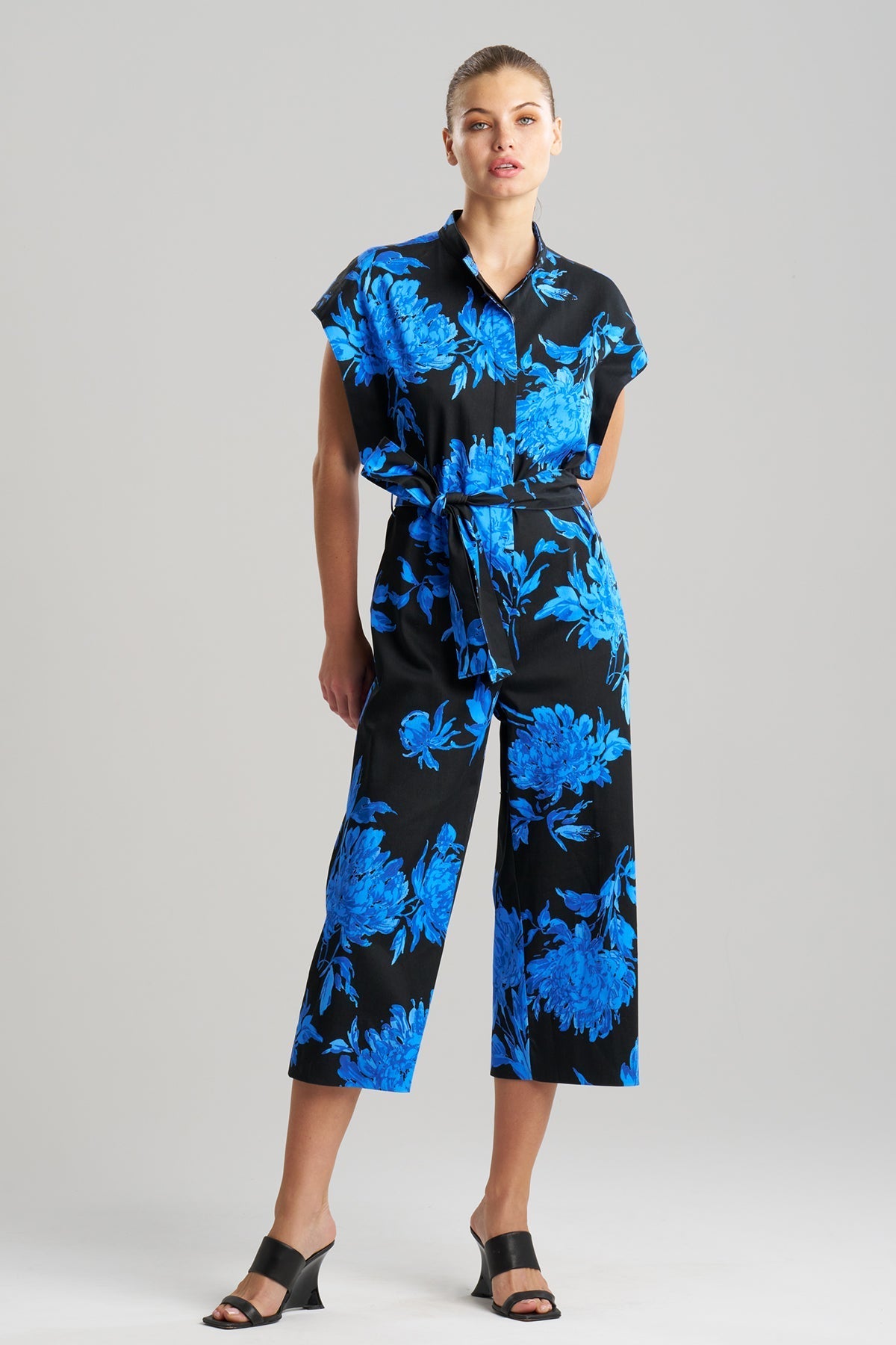 Buy Miyako Printed Cotton Chino Crop Jumpsuit online Aster Blue