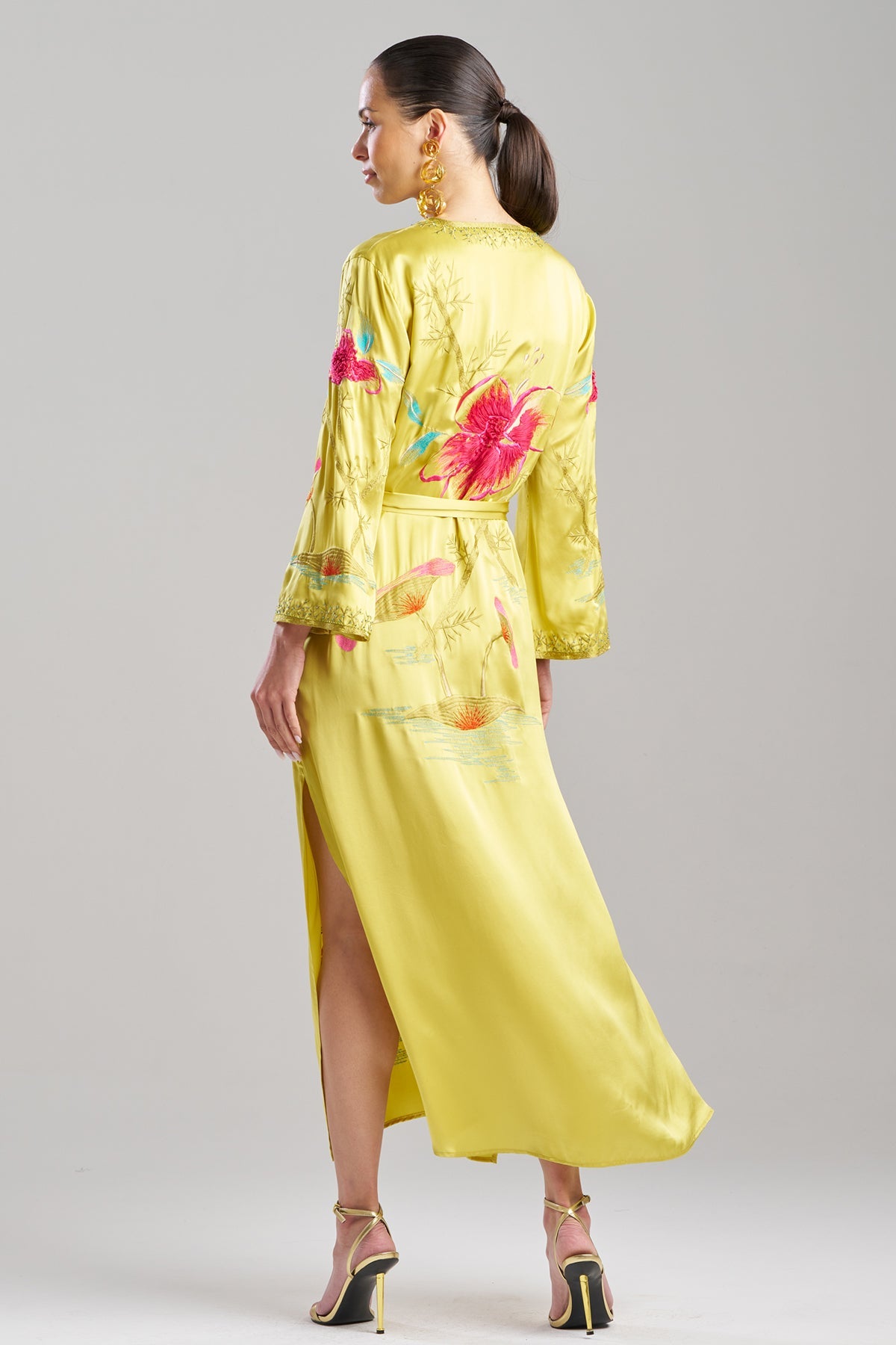 Couture Bali Embroidered Silk Caftan Citrus