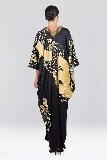 Buy Couture Embroidered Dragon Caftan in Black Online Black