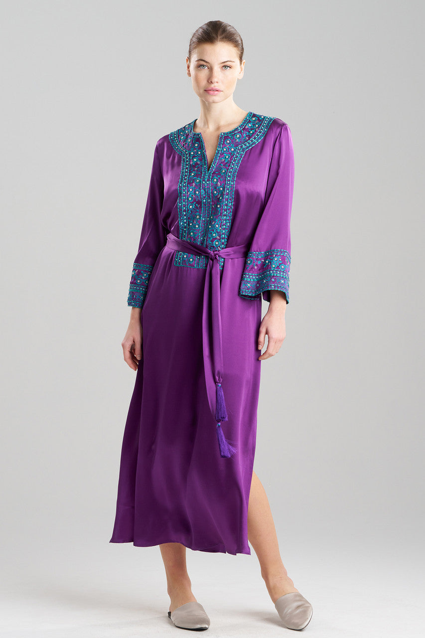 Buy Couture Ysobel Embroidered Silk Caftan in Imperial Purple Online Imperial Purple