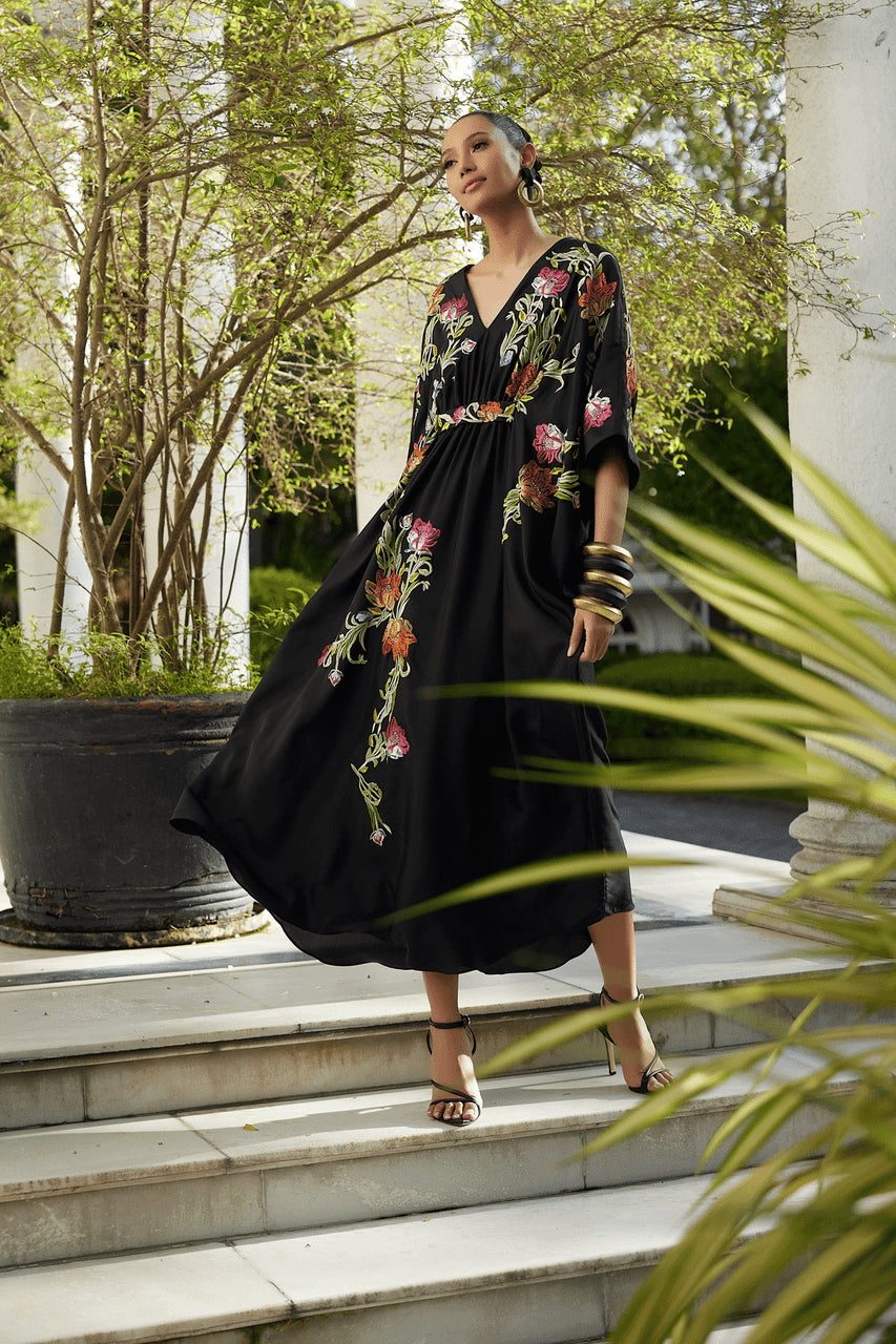 Buy Couture Shinjo Embroidered Caftan in Black Online Black