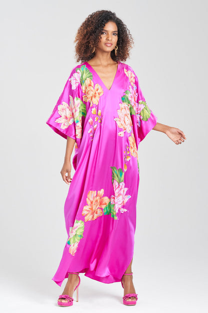 Buy Couture Hanabi Beaded Silk Caftan in Hot Pink Online Hot Pink