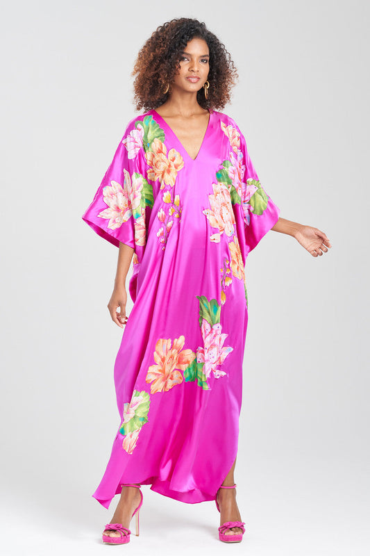 Buy Couture Hanabi Beaded Silk Caftan in Hot Pink Online Hot Pink