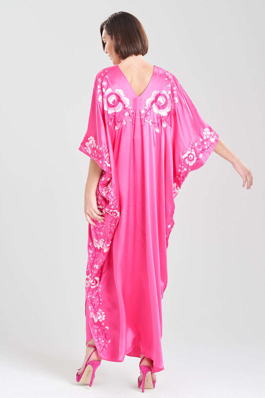 Buy Couture Hanabi Embroidered Silk Caftan in Pink Sapphire Online Pink Sapphire