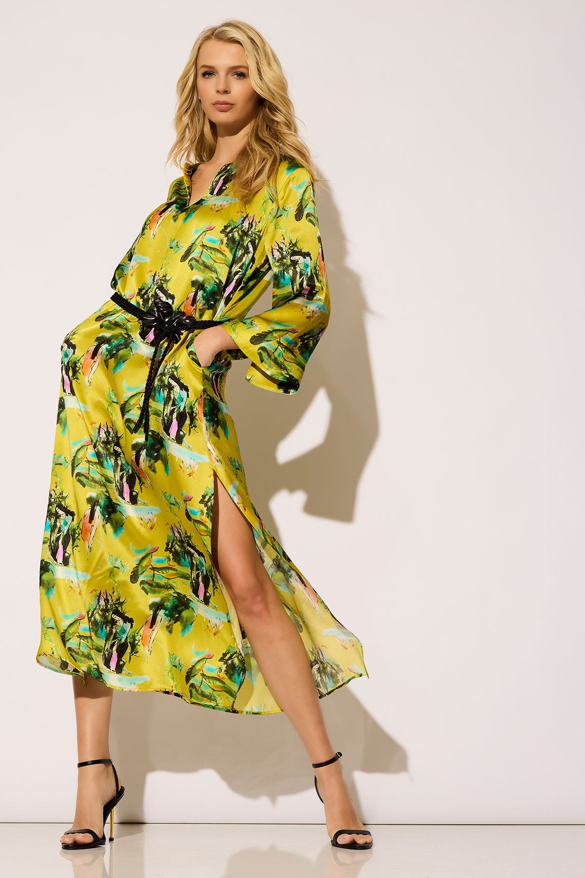 Bali Silk Caftan Chartreuse