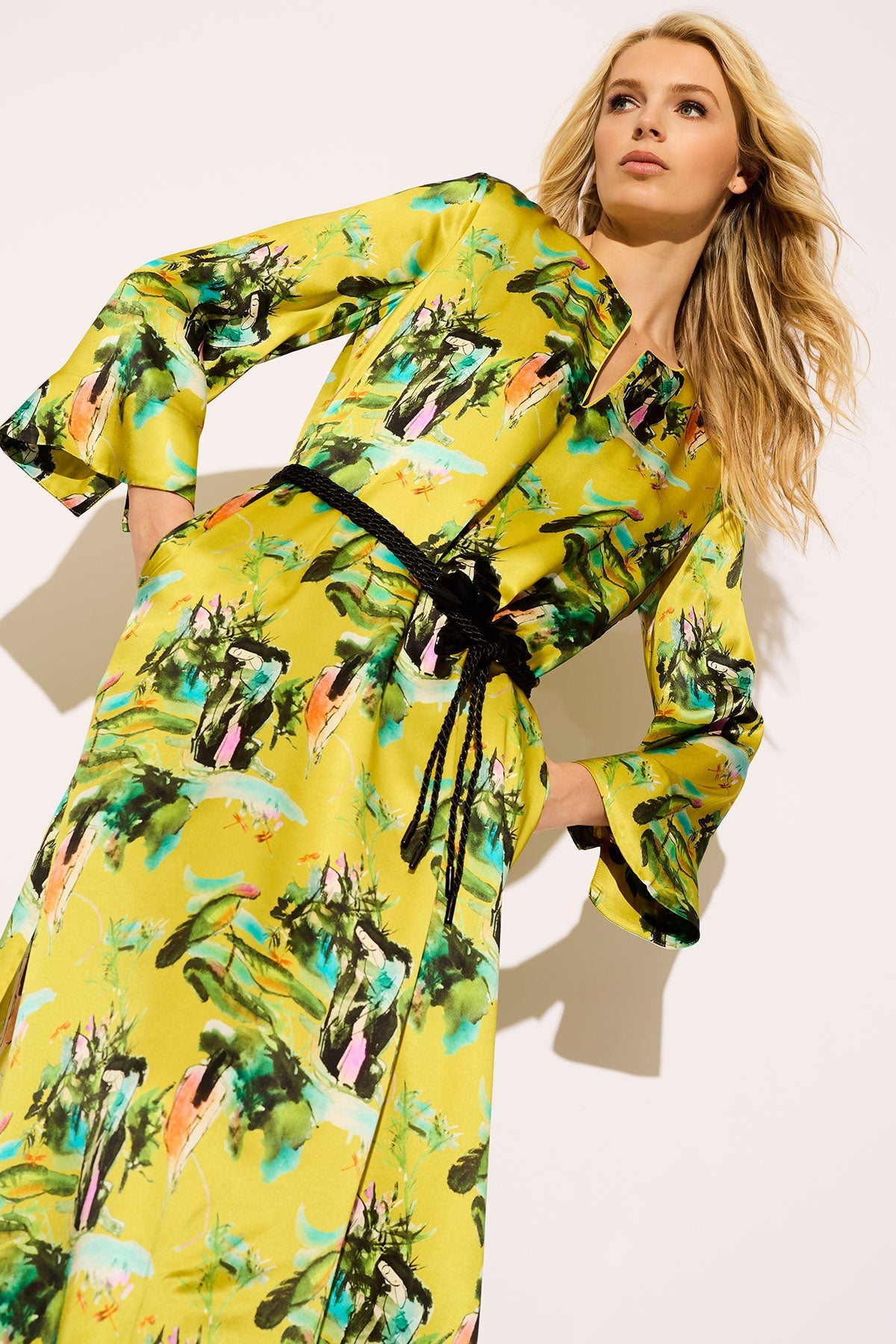 Bali Silk Caftan Chartreuse