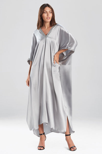 Buy Key Essentials Embellished Cocoon Silk Caftan in Silver Online Silver