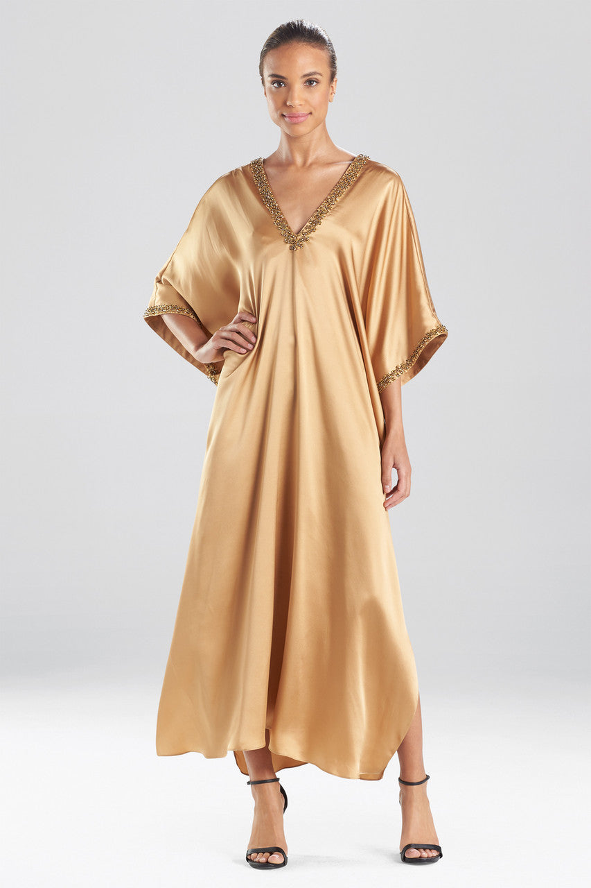 Buy Key Essentials Embellished Cocoon Silk Caftan in Brass Online Brass