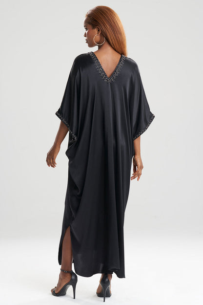 Buy Key Essentials Embellished Cocoon Silk Caftan in Black Online Black
