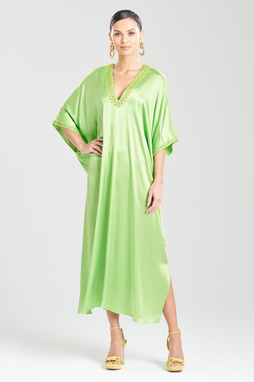 Buy Key Essentials Embellished Cocoon Silk Caftan in Limon Online Limon