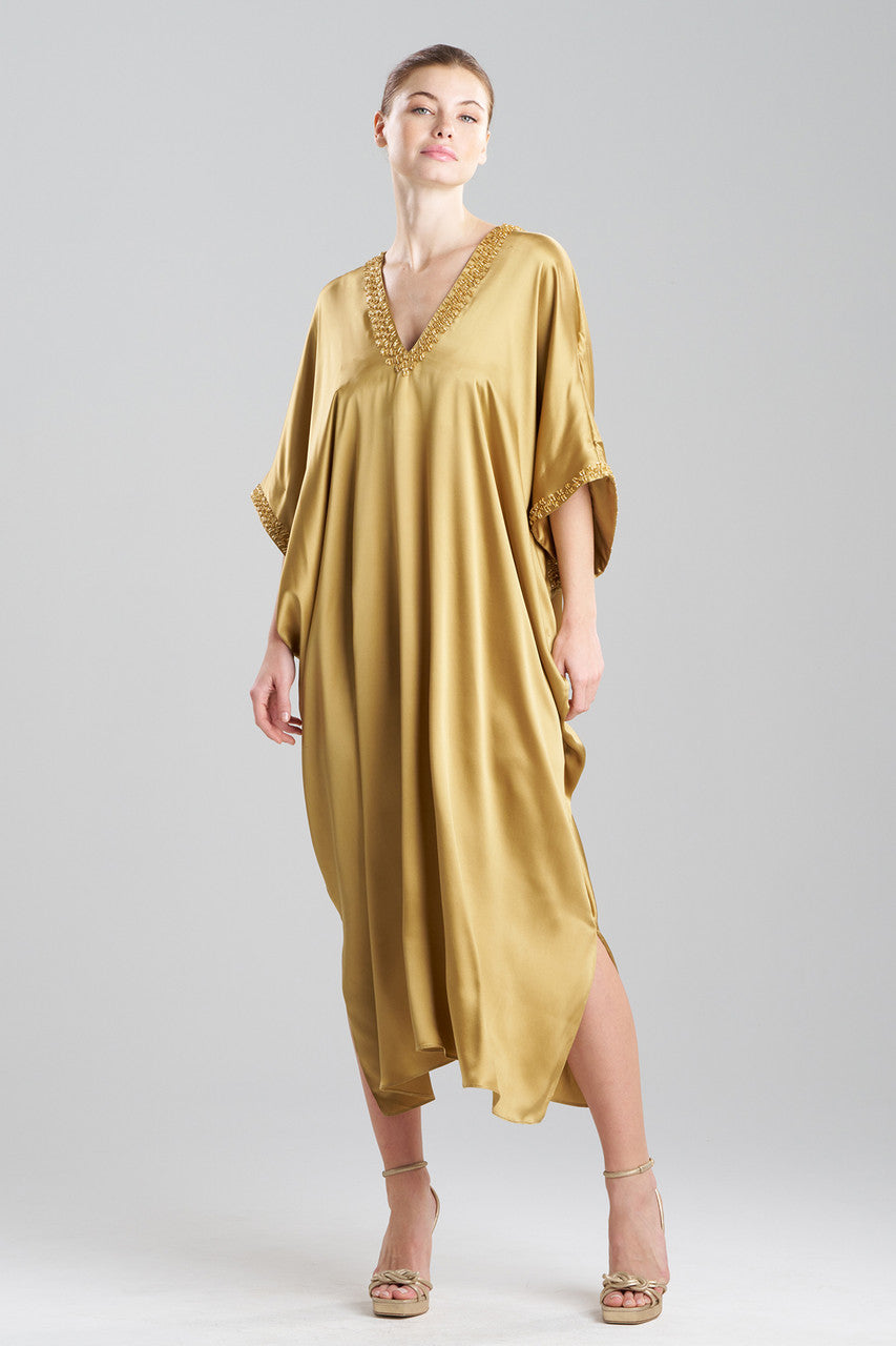 Key Essentials Embellished Cocoon Silk Caftan Antique Gold