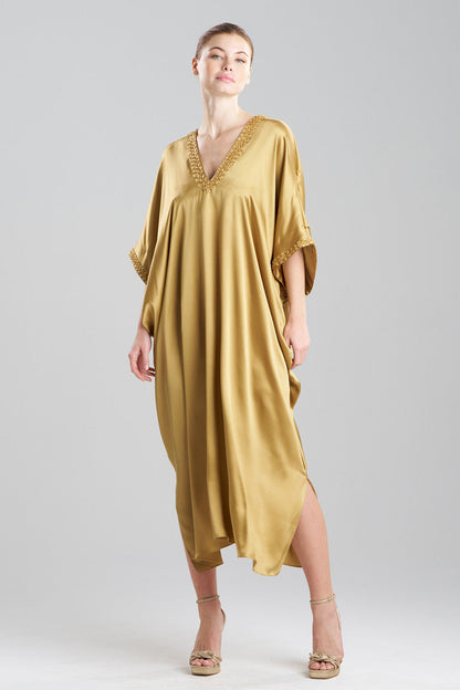 Key Essentials Embellished Cocoon Silk Caftan Antique Gold