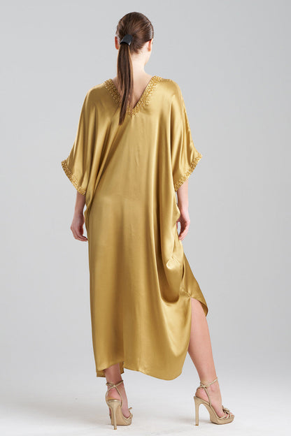 Key Essentials Embellished Cocoon Silk Caftan Antique Gold