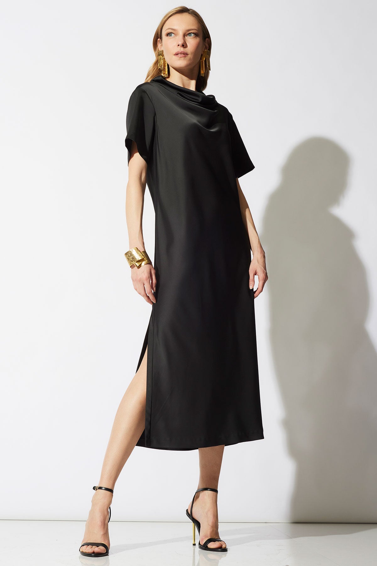 Luxe Charmeuse Column Dress Black