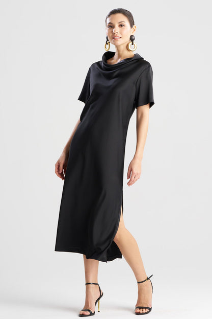 Luxe Charmeuse Column Dress Black
