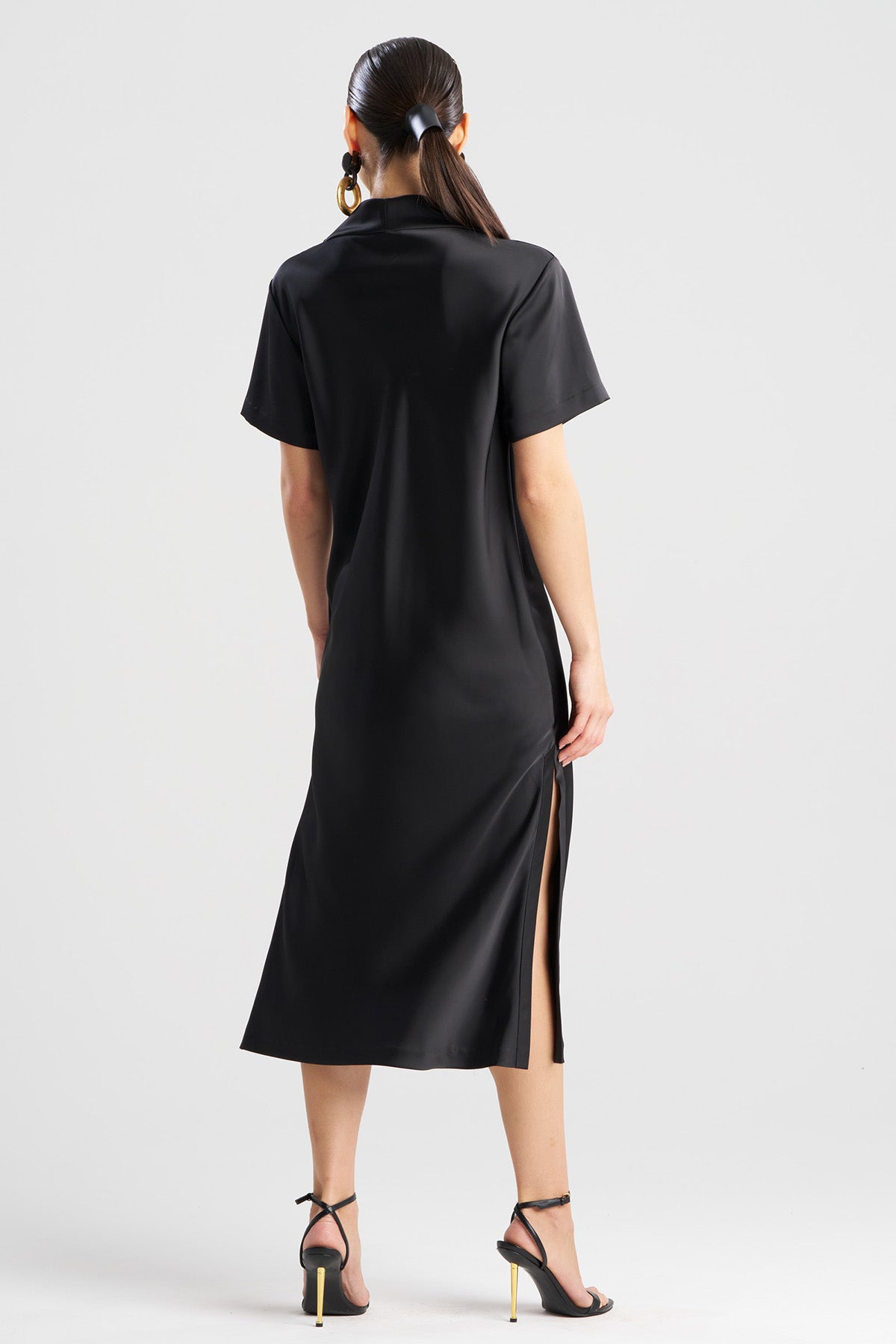 Luxe Charmeuse Column Dress Black