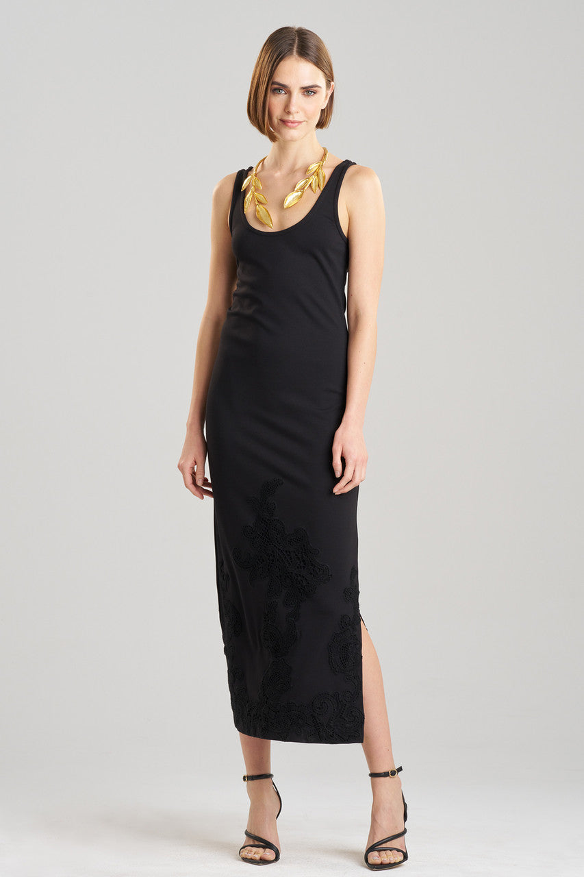 Buy Light Weight Ponte Embroidered Maxi Dress in Black Online Black