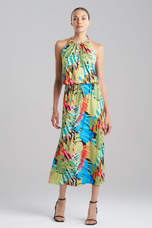 Palms Slinky Knit Halter Maxi Dress Multi