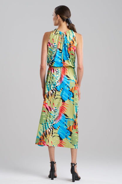 Palms Slinky Knit Halter Maxi Dress Multi