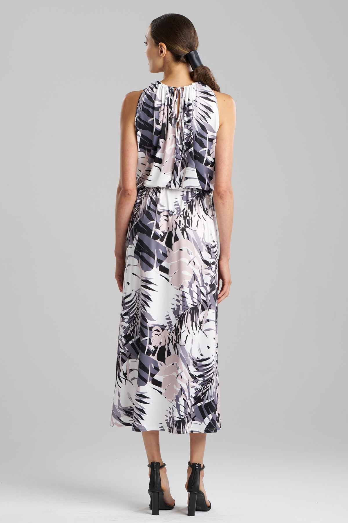 Palms Slinky Knit Halter Maxi Dress Natural/Black