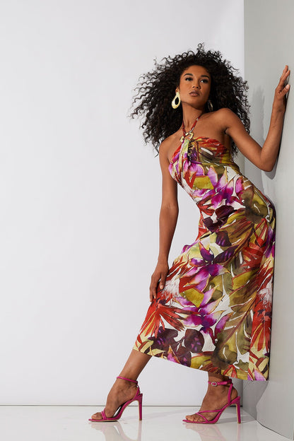 Rainforest Cotton Maxi Halter Dress Multi