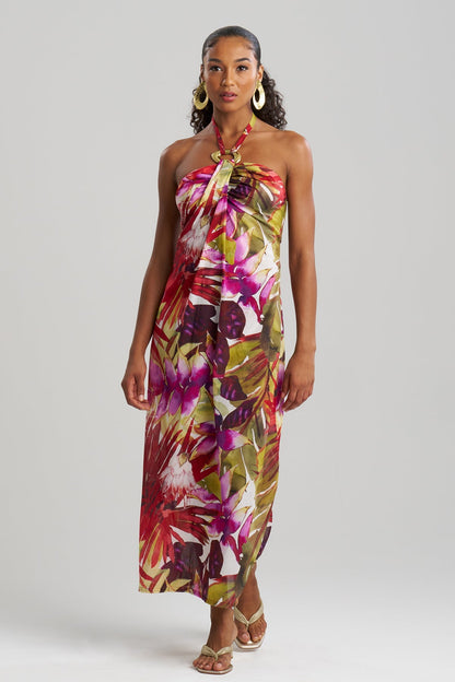 Rainforest Cotton Maxi Halter Dress Multi