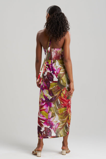 Rainforest Cotton Maxi Halter Dress Multi