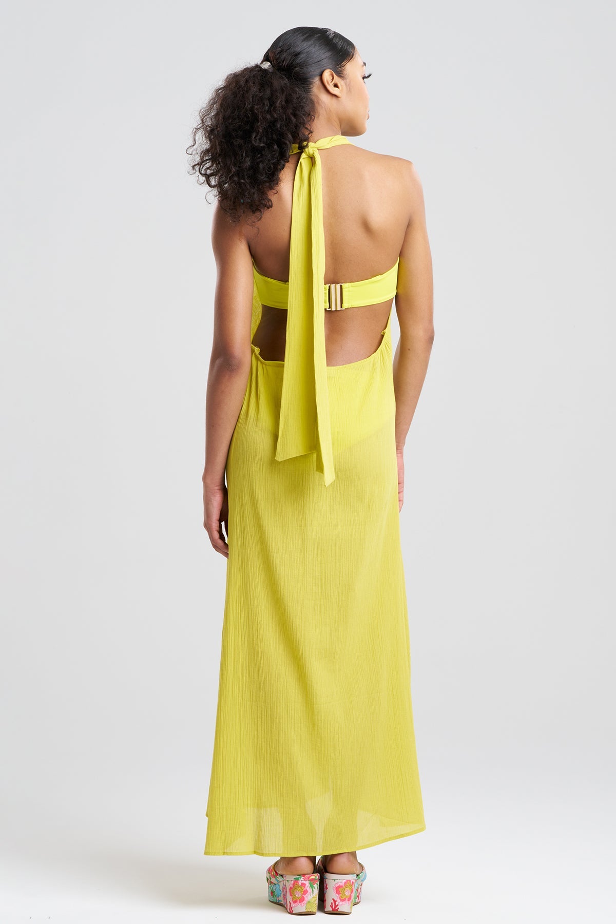 Cotton Gauze Maxi Halter Dress Citron