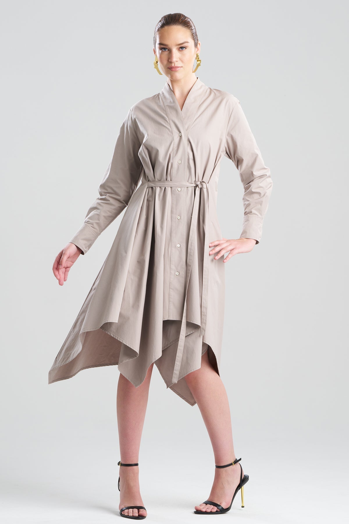 Tech Cotton Taffeta Handkerchief Dress Taupe