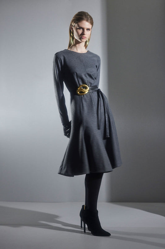 Buy Double Jersey Midi Dress in Charcoal Online Charcoal