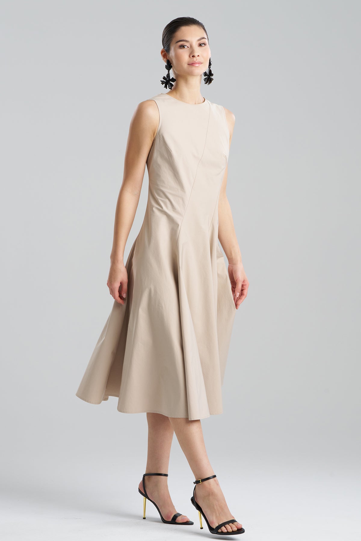 Tech Cotton Taffeta Asymmetrical Seam Dress Beachwood