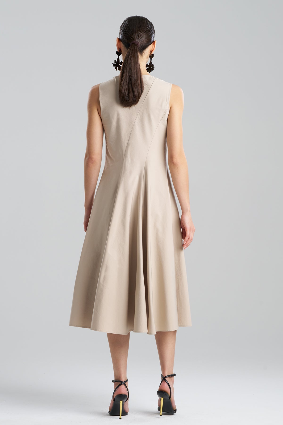 Tech Cotton Taffeta Asymmetrical Seam Dress Beachwood