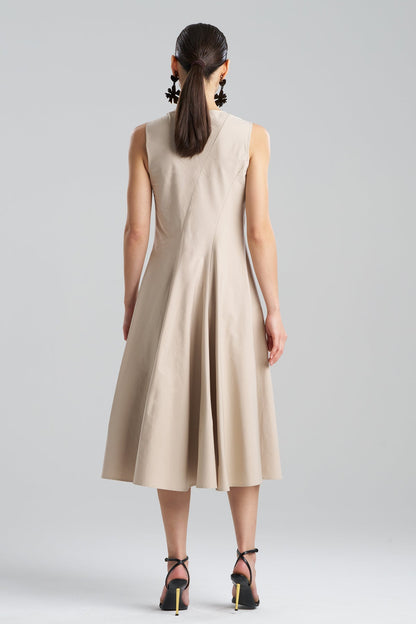 Tech Cotton Taffeta Asymmetrical Seam Dress Beachwood