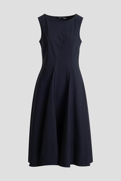 Tech Cotton Taffeta Asymmetrical Seam Dress Black