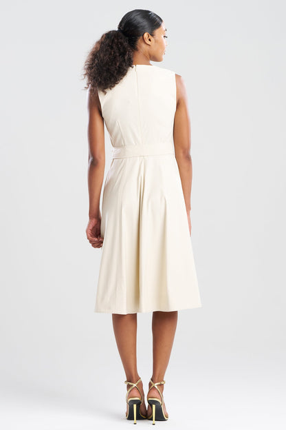 Solid Lightweight Woven Embellished Fit & Flare Dress Sandstone